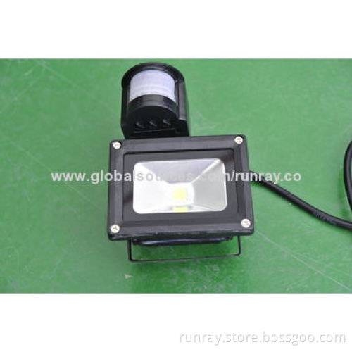 10W PIR LED Floodlight, 85-265V AC or 12V DC, Chili 45*45-mil, 80lm/W, Easy Installation